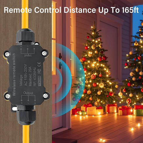 AC110V AC110/230/240/250 V/20A Switch,165 Waterproof Remote Control Power Switch,Equipped with a Multi-Functional