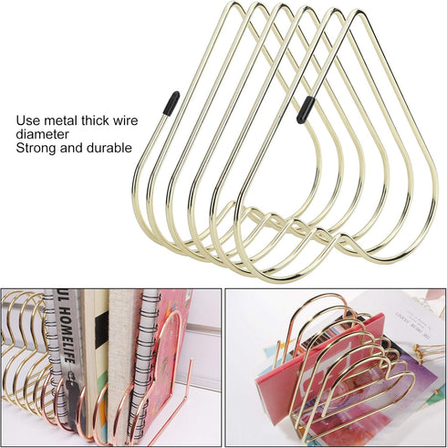 Estink Desk Book Storage Rack, 5 Slot Heart Shaped Shelf for Office File Organizer, Home Desk Decoration