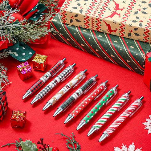 Cholemy 200 Pcs Christmas Pens Bulk, Xmas Novelty Ballpoint Pens, 0.7mm Black Ink for School Office Home Gifts