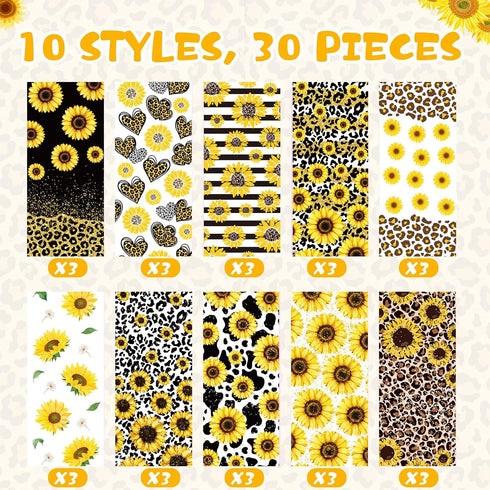TecUnite 30 1.0 mm 10 Pcs Sunflower Pens Sunflower Gift for Sunflower Lover Yellow Flower Floral Pens Black Ink