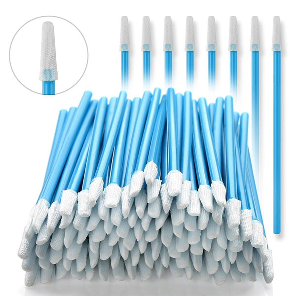 Cleanroom Swabs Pointed Tips (100 pcs, 73mm Length, 3.2mm Head Width, Blue) for Inkjet Printer, Craft, Camera