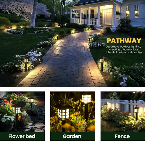 Lights10 Pack 10 GIGALUMI Solar Outdoor LED Solar Lights Outdoor Waterproof, Solar Walkway Lights Maintain Hours