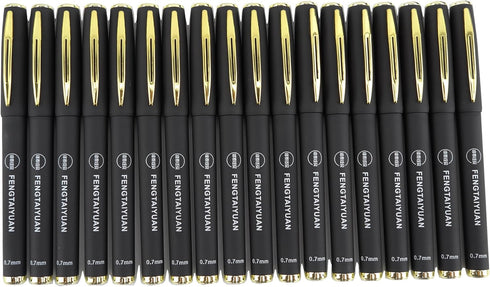 Fengtaiyuan Gel Ink Rollerball Pens, Comfortable Non-Slip Grip, Black Ink, Fine Point, 0.7mm, 18-Piece Box