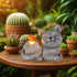GoGnome Solar Cat Garden Statue with Butterfly Light 5-Inch Outdoor Resin Figurine