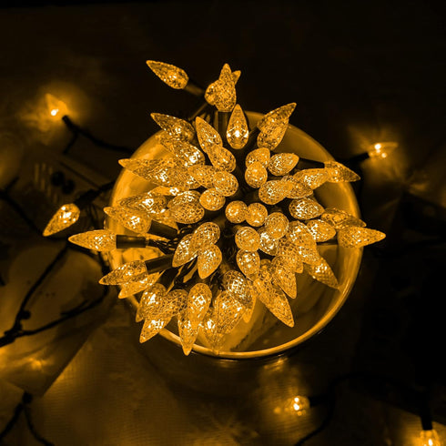 Dazzle Bright C6 Battery Operated Christmas Lights, 2 Pack Total 100LED 34FT Warm White Indoor Outdoor Decor