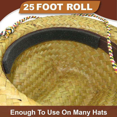 Hat Tape Roll 300" (25 Feet) Black - Hard Hats Size Reducer Foam Filler for Fedora, Baseball Caps
