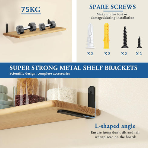 Mooche 4Pack 4.94*3.15 Inch) Floating Shelf Brackets, Heavy Duty Metal L Brackets Wall Mounted Corner Brace Angle
