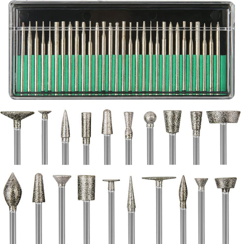 Stone Carving Set, 50PCS Diamond Burr Bits Compatible with Dremel for Carving, Engraving, and Grinding