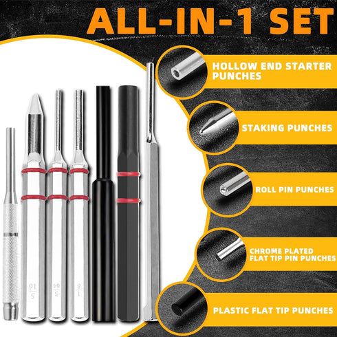 Set, Hammer, BESTNULE Roll Pin Punch Punch Tools, Made of Solid Material Including Steel Punch and Ideal for Machinery