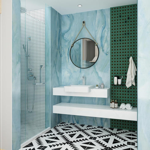 Blue Gold Marble Peel and Stick Contact Paper, 16" 78.7" Waterproof Decorative Wallpaper for Kitchen and Bathroom