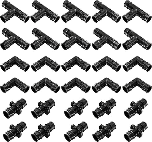 Pex A Fittings Set, 1/2" inch Elbow, Tee & Coupler Kit, ASTM F1960 Certified PPSU, Pack of 30