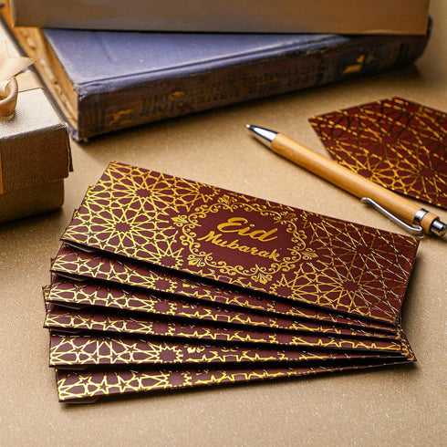 Sinmoe 36 Pcs Eid Mubarak Money Envelopes Bulk 6.7 x 3.2 inch Gold Foil Cash Gift Card Ramadan Lucky Cash Envelope Cash Set for Eid Holiday Currency Celebration Decorations (Red) by Sinmoe