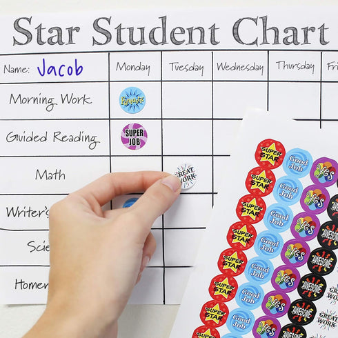 Teacher Reward Stickers for Kids, Student Incentive Grading Stickers, Motivational Reward Chart Labels - 1,080 Count