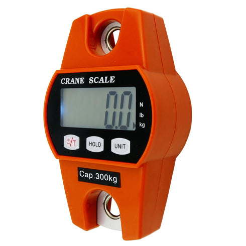 660lb/300kg Digital Crane Scale - Compact LCD Handheld Hanging Scale for Garage, Farm, Hunting & Fishing (Orange)