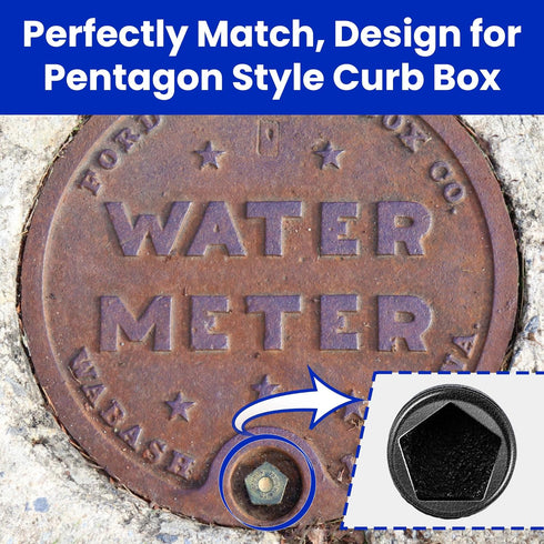 Enhon Curb Box Wrench for Pentagon Curb Boxes, Water Meter Wrench for Penta Socket, T Handle Penta Wrench