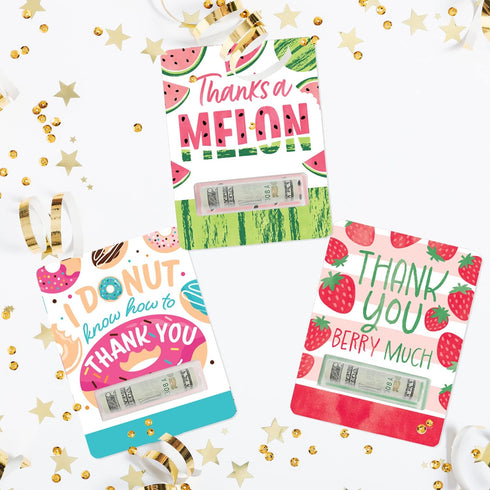 Set 6 Big Dot of Happiness Assorted Thank You - DIY Cash Holder Gift - Funny Money Cards