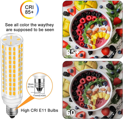 JDE11 LED Bulb 100W Equivalent Halogen Bulbs, Dimmable T4 Mini Candelabra E11, Warm White 3000K, 10W 1000LM, 5 Pack
