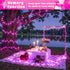 100FT 300 8 LED Outdoor String Lights, Connectable Pink Christmas Lights Indoor Waterproof with Modes, Plug in Twinkle