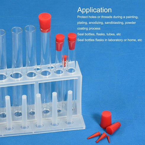 MECCANIXITY Silicone Rubber Tapered Plug, 2mm to 4.2mm Solid Red for Powder Coating, Laboratory Use, 30 Pieces