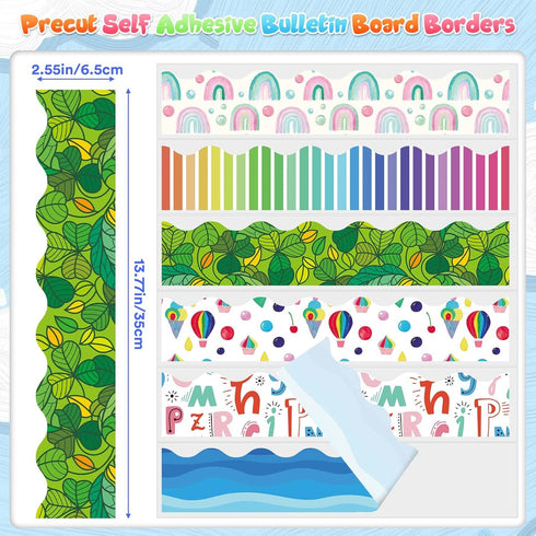 Bulletin Board Border Trim Spring Borders Colorful Summer Blue Ocean Hot Air Balloon Rainbow Removable Blackboard