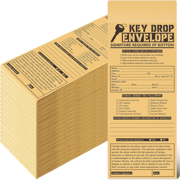 Geyee 500 PCS Drop Key Envelopes - Self Adhesive Overnight Drop Box Envelopes for Auto Repair Shops