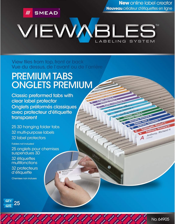 Smead Viewables Color Labeling System, 1 1/4" x 3 1/2", Assorted Colors, 25 Tabs/Pack