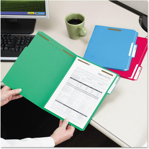 Fastener File Folder, 2 Fasteners, Reinforced 1/3-Cut Tab, Legal Size, Green by Smead, 50 per Box (17140)