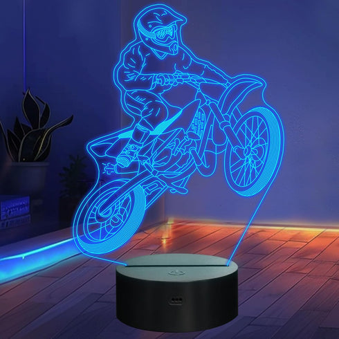 Lightzz Dirt Bike Gifts for Boys, Motocross 3D Night Light Illusion Lamp