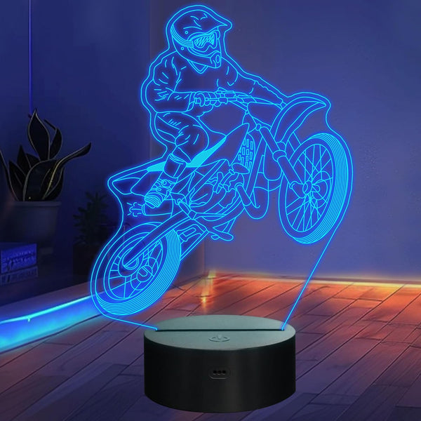 Lightzz Dirt Bike Gifts for Boys, Motocross 3D Night Light Illusion Lamp