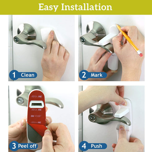 (2 Pack) 3M Door Lever Lock Prevents Toddlers from Opening Doors Easy One-Hand Operation for Adults Durable ABS
