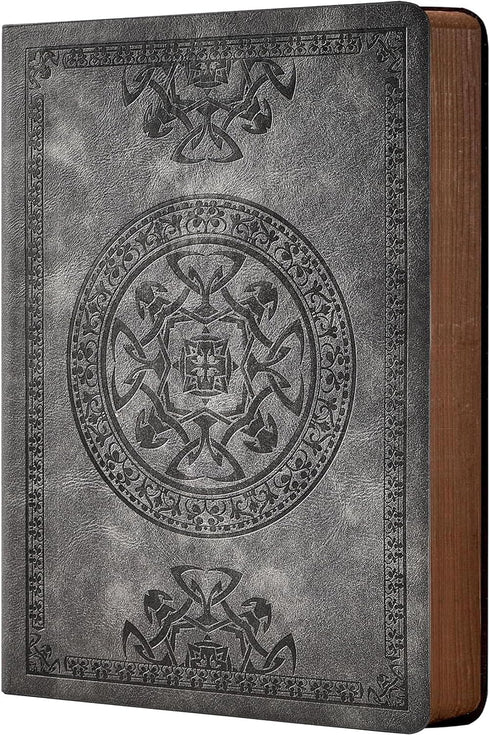 CAGIE Leather Vintage Journal, Soft Cover, 180 Lay Flat Lined Pages, 5.7" x 8.3", Grey Travel Diary Notebook