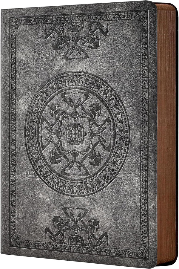 CAGIE Leather Vintage Journal, Soft Cover, 180 Lay Flat Lined Pages, 5.7" x 8.3", Grey Travel Diary Notebook