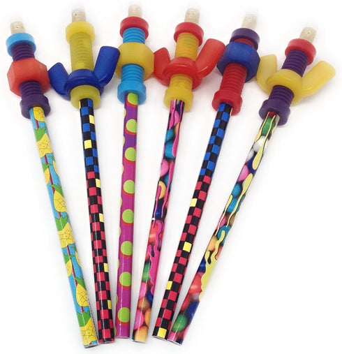 beacon-ridge Fidget Pencil Toppers Set of 6, Colors Vary (3 Wing Nuts and 3 Nuts'n Bolts)