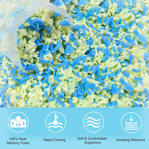 6LBS Bean Bag Filler Shredded Memory Foam Refill with Cooling Gel, Soft & High Resilience Foam Filling for Bean Bag