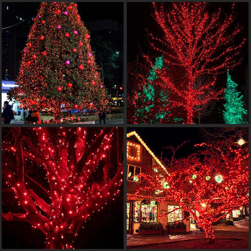 YULETIME 200 Red Christmas Lights, 2 Sets of 33 Feet 100 Count UL Certified String Lights (Red - Green Wire)