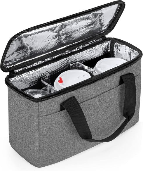 Trunab Reusable 3 Cups Drink Carrier for Delivery with Adjustable Dividers, Insulated Drink Caddy Holder Bag for Take