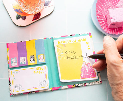 The Golden Girls Retro Fashion Pattern Sticky Note and Tab Box Set, Notepad Stationery Paper for School and Office