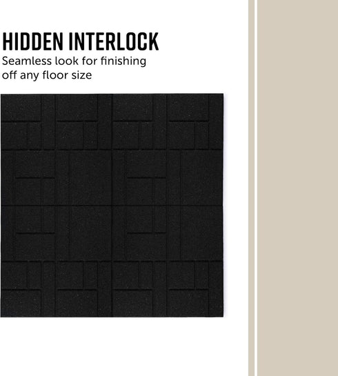 16" 16" 4 Playsafer Squarescape Rubber Interlocking Tile for Outdoor and Indoor Use | X | Easy Installation (Black