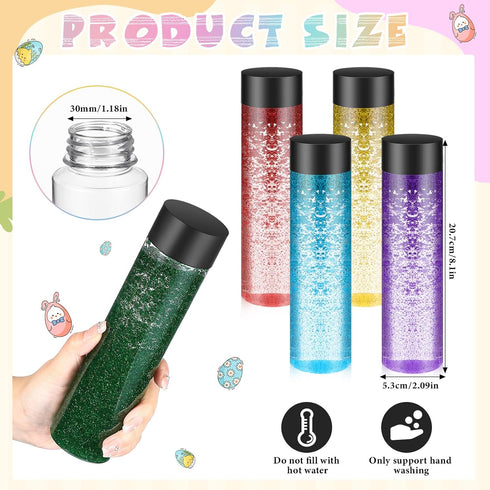6 1-3 400 ml Arrowbash Pcs Sensory Bottles Kits for Toddlers Kids Plastic Calming Bottles Empty with Lid Calm Down Jar
