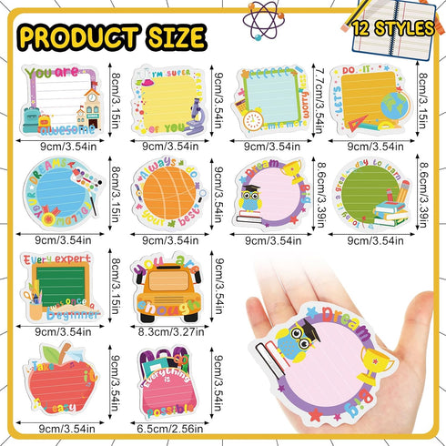 Cholemy 960 Sheets Cute Inspirational Sticky Notes - Assorted Shaped Memo Pads for Students & Office