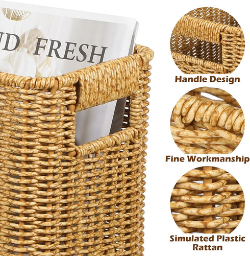 Decorative Magazine Storage Basket Bin, Plastic Holder for Bathroom, Office