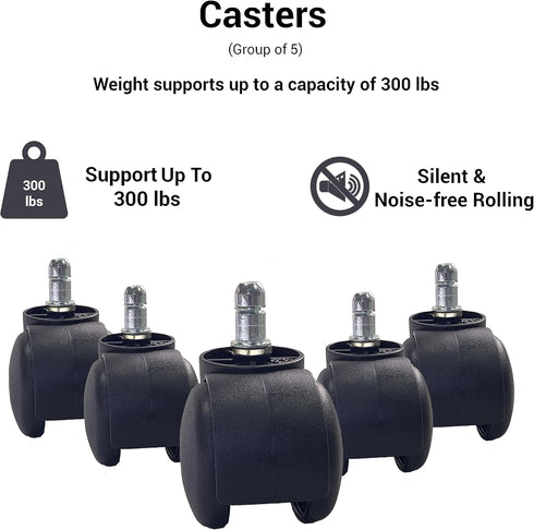 BTExpert 2" Heavy Duty Office Chair Wheels, Safe for All Floors, Rotating Mute Universal Standard Stem Size,