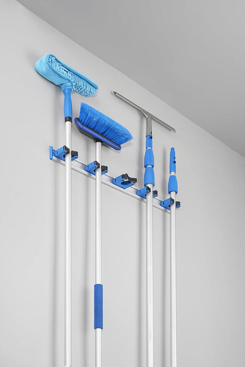 Unger Professional Hang-Up 5-Bracket Storage Organizer – Home, Basement, or Garage Tool Organizer Wall Mount, Cleaning Tool Organizer, Wall Rack for Hanging Brooms, Mops, Squeegees & Scrubbers by UNGER