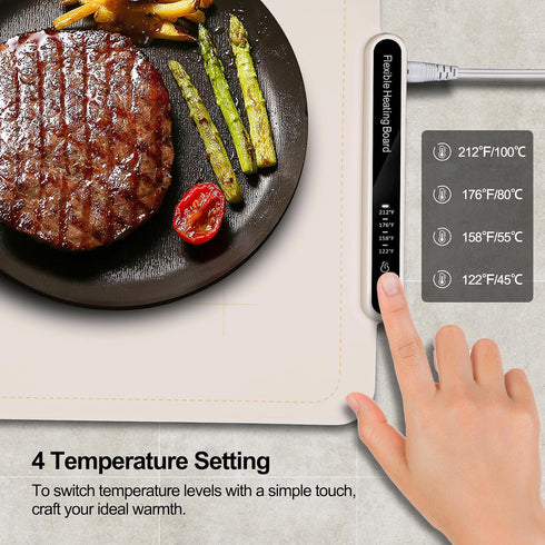 4 10s Qimh Food Warming Mat, Silicone Food Warmer for Parties Buffet, Full Surface Electric Warming Tray with Temps
