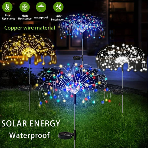 XIHAMA Solar Garden Lights 2 Pack,Fairy Firework Lights for Outdoor Yard Planter Pathway Patio Party Wedding Decorative,200 LEDs with 8 Lighting Modes by XIHAMA