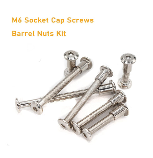 binifiMux 10-Pack M6x55mm Countersunk Rivet Hex Socket Cap Bolts and Hex Head Barrel Nuts for Furnitures Cribs Chairs