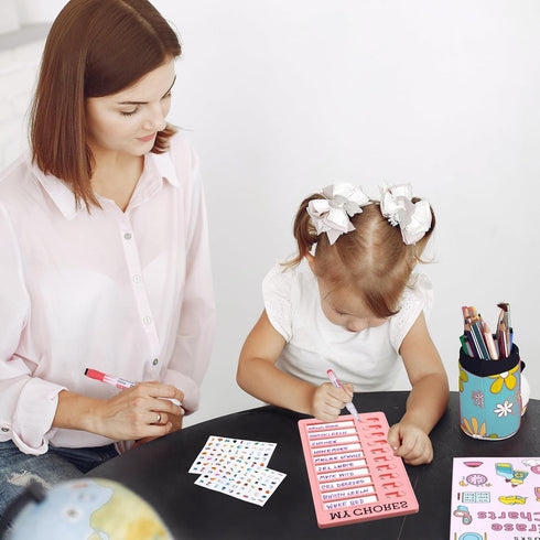 Dry Erase Chore Chart Set (2 Pcs) - Chore Chart for Kids & Adults (Blue & Pink)