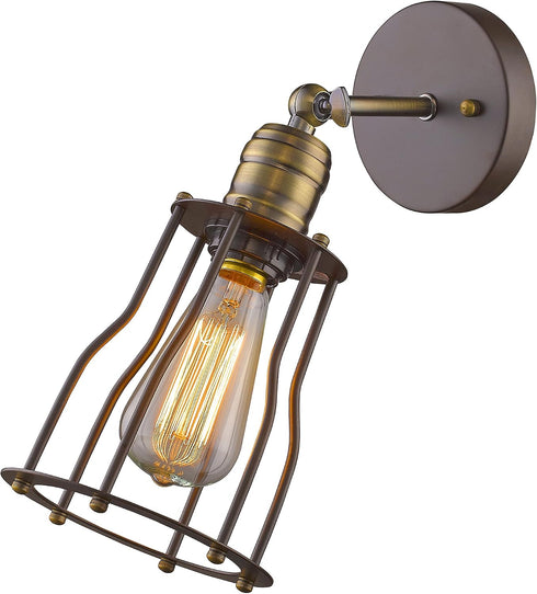 1 6" Industrial-Style Light Rubbed Bronze Wall Sconce Wide