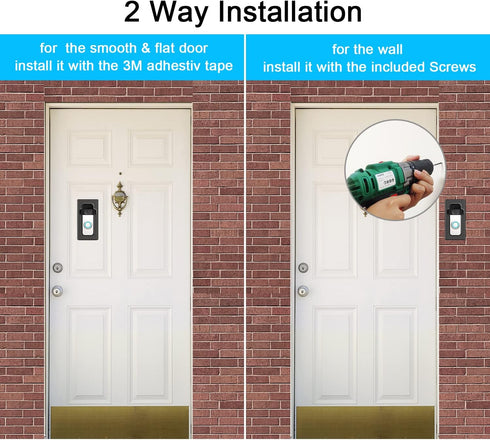 Adhesive Mount Compatible with Video Doorbell, No-Drill Mounting Bracket Cover Holder, Not Block Doorbell Sensor
