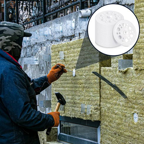Taiyin 100 Pcs 45 mm Plastic Washers for Fixing and Supporting Rigid Foam Insulation Foam Board